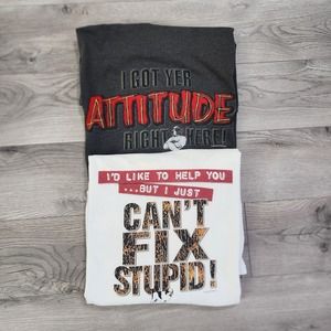Lot of 2 Vintage 2004 Big Dogs Attitude T‎ Shirt Men's 5XL White/Gray READ